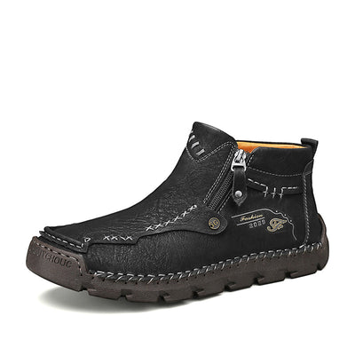 (⏰Last Day 70% OFF🔥) Men's Top-Quality Motorcycle Boots Hand-Stitched Genuine Leather Boots-Wide Toe, Waterproof， Anti-Slip， Anti-Sprain，Suitable for Work, Driving, Hiking